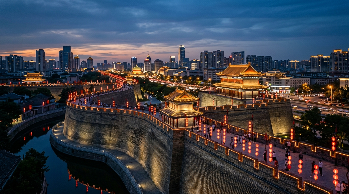 Xi'an City Wall at dusk